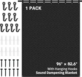 Large Sound Dampening Blanket,96" x 80" Sound Absorbing Studio Blanket,Noise Cancelling Studio Acoustic Blanket Curtain/Light Blocker/Moving Blanket