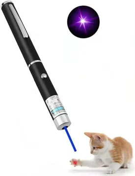 Laser Pointer for Cats Dogs Pet Interactive Toys Laser Presentation Remotes Blue Purple Light Laser Pointer for Cats Chargeable (1 PCS Pack Blue Light, Without Battery)