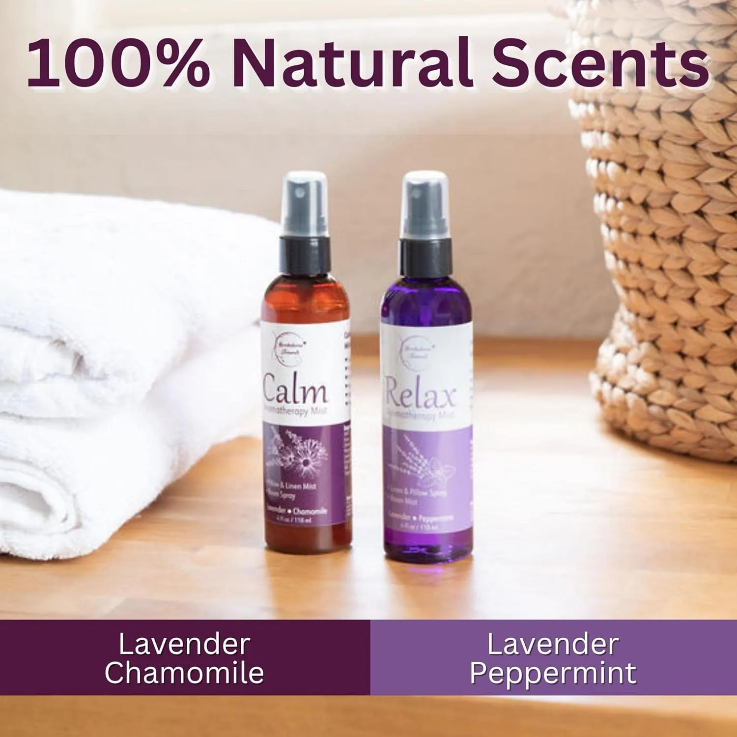Lavender Spray Aromatherapy Mist Set of 2  Natural Linen & Pillow Spray for Bedding, Essential Oil Room Mist with Lavender & Chamomile for relaxation & sleep by Brookethorne Naturals
