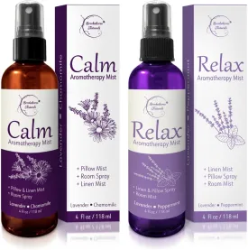 Lavender Spray Aromatherapy Mist Set of 2  Natural Linen & Pillow Spray for Bedding, Essential Oil Room Mist with Lavender & Chamomile for relaxation & sleep by Brookethorne Naturals