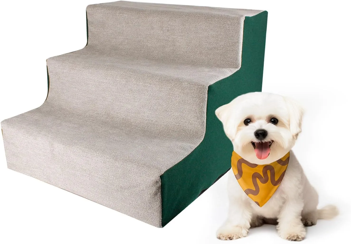 LESYPET Dog Steps for Bed, Portable 3-Step for Couch Dog Stairs for Small Puppy Cat Indoor Pet Stairs, Assemble Green