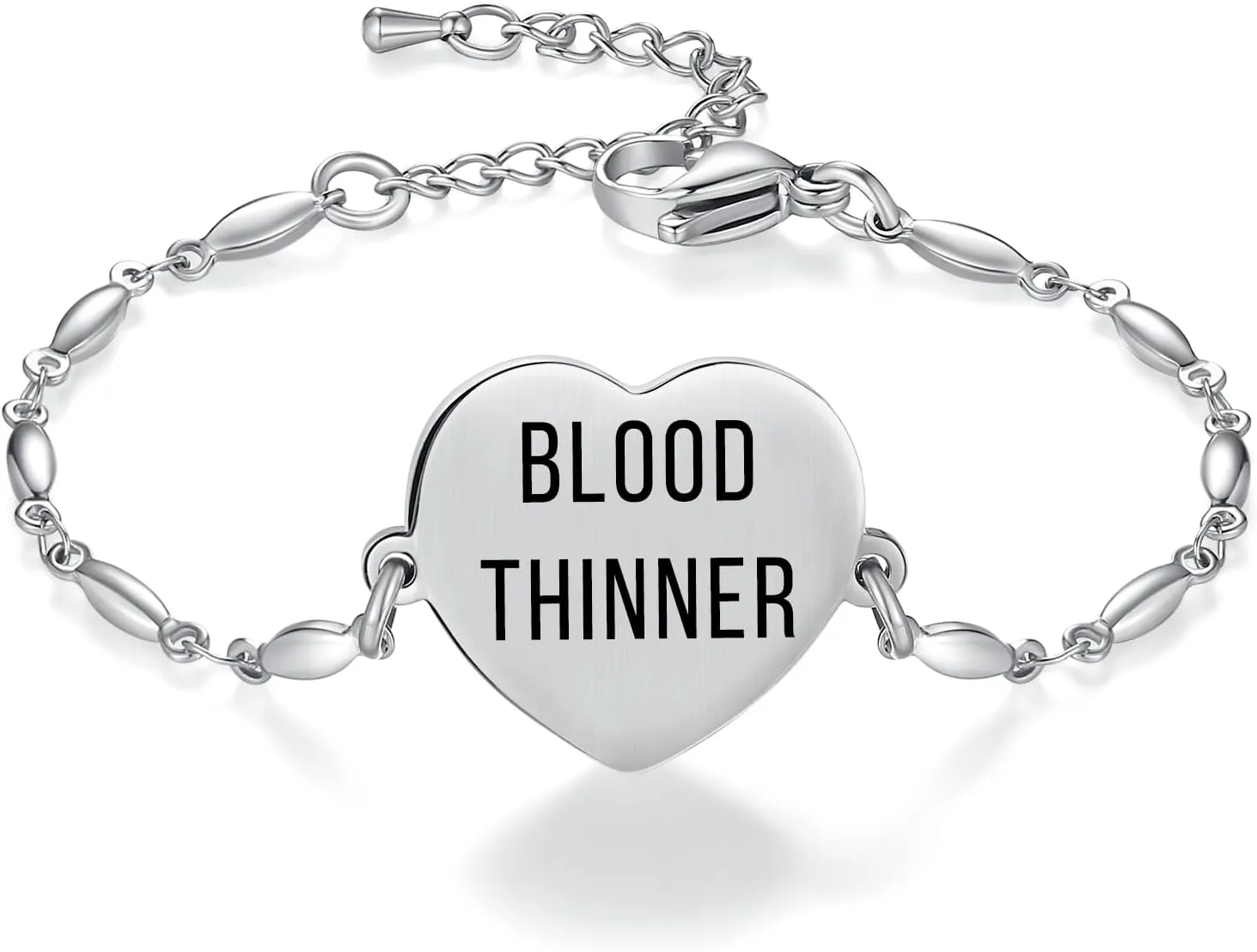 LinnaLove Medical Alert Bracelet for Women Adjustable Stainless steel Heart Charm Medical jewelry