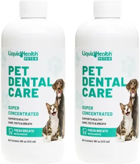 LIQUIDHEALTH Pet Dental Care Water Additive for Dogs & Cats - Fast Acting Pet Bad Breath Freshener, Dog Mouth Wash, Animal Oral Dental Rinse, Plaque & Tartar Teeth Cleaning Solution, USA Made (2 Pack)