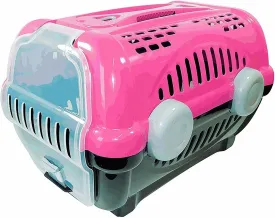 Luxury Portable Pet Carrier  Travel Crate for Cats and Small Dogs  Stylish, Lightweight, Easy to Assemble  Durable Plastic with Ventilated Design (Pink, 12H X 13.5W X 18.5L up to 26lbs)