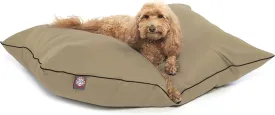 Majestic Pet Rectangle Medium Dog Bed Washable  Non Slip Comfy Pet Bed  Dog Crate Bed Super Value Pillow Dog Bed  Dog Kennel Bed for Sleeping - Dog Bed Medium Breed 35 x 28 Inch  Solid Khaki