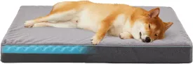 Memory Foam Large Dog Bed, Cooling Dog Beds for Large Dogs, Washable Orthopedic Pet Bed for Crate with Joint Relief Memory Foam, Waterproof Liner and Plush Cover (35x 22)