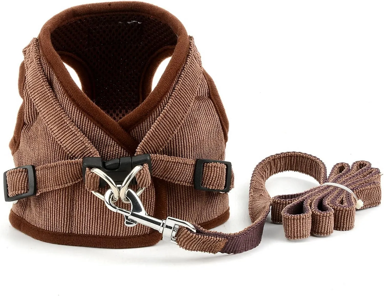 Mesh Harness for Small Dogs Large Cats No Pull No Choke Escape Proof Padded Vest Puppy Leash Lead for Kitten Walking Jacket Adjustable Training Collar Corduroy Soft Comfy Material