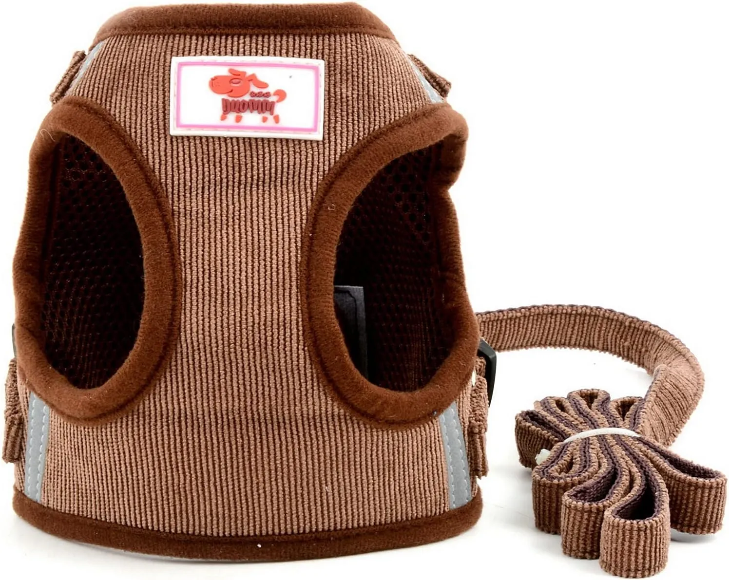 Mesh Harness for Small Dogs Large Cats No Pull No Choke Escape Proof Padded Vest Puppy Leash Lead for Kitten Walking Jacket Adjustable Training Collar Corduroy Soft Comfy Material