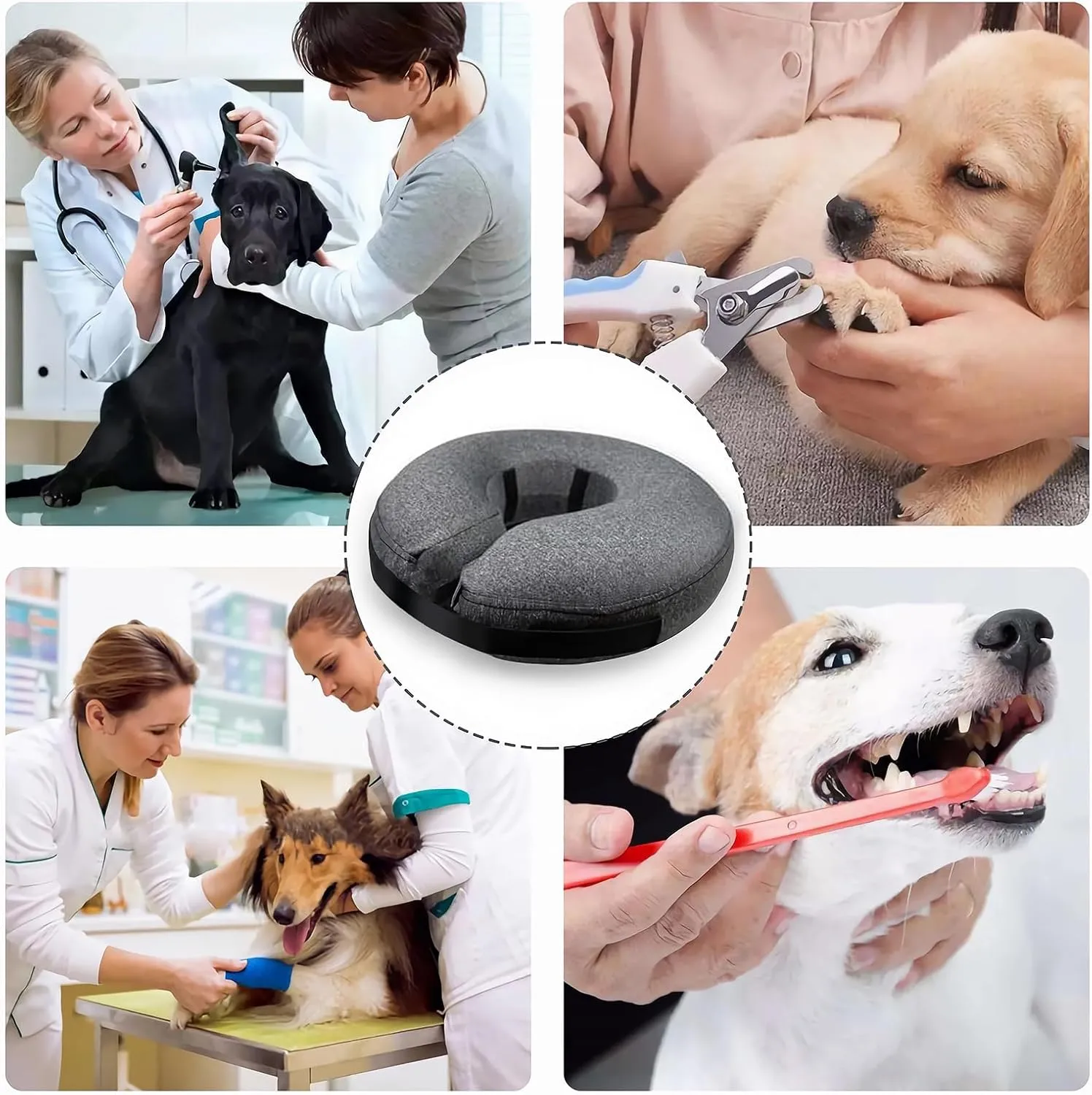 MIDOG Inflatable Dog Neck Donut Collar Alternative After Surgery, Soft Protective Recovery Cone for Small Medium Large Dogs and Cats Puppies - Alternative E Collar (Gray, XL)