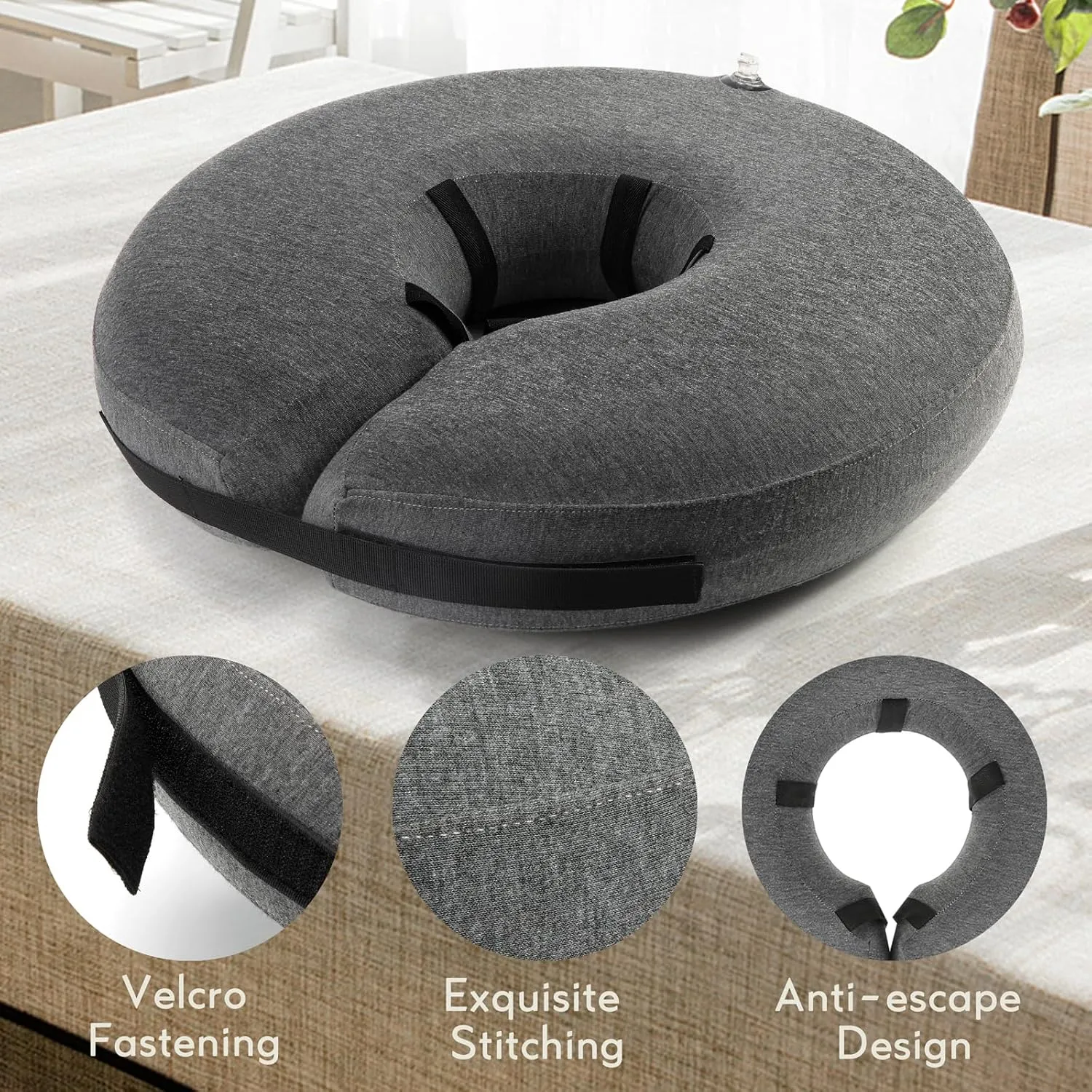 MIDOG Inflatable Dog Neck Donut Collar Alternative After Surgery, Soft Protective Recovery Cone for Small Medium Large Dogs and Cats Puppies - Alternative E Collar (Gray, XL)