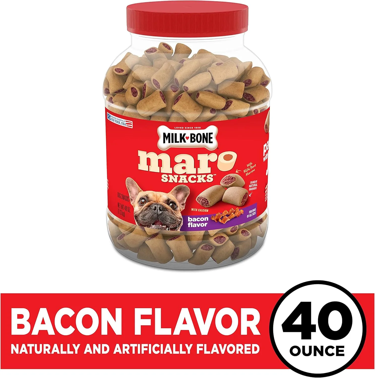 Milk-Bone MaroSnacks Bacon Flavor Small Dog Treats With Bone Marrow, 40 Ounces (Pack of 2) (Packaging Design May Vary)