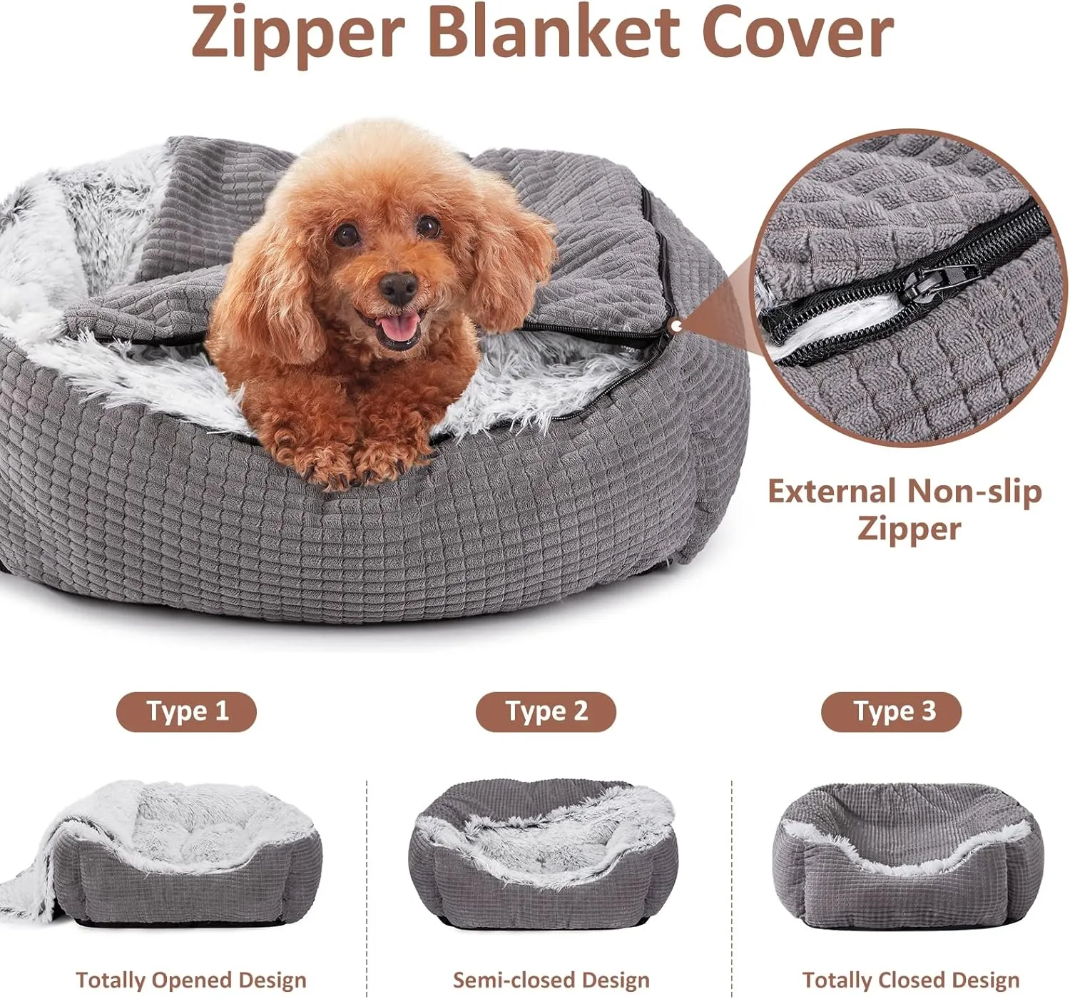 MIXJOY Dog Beds for Small Dogs, Rectangle Cave Hooded Blanket Puppy Bed, Luxury Orthopedic Cat Beds for Indoor Cats, Warmth and Machine Washable (20 inches, Grey)