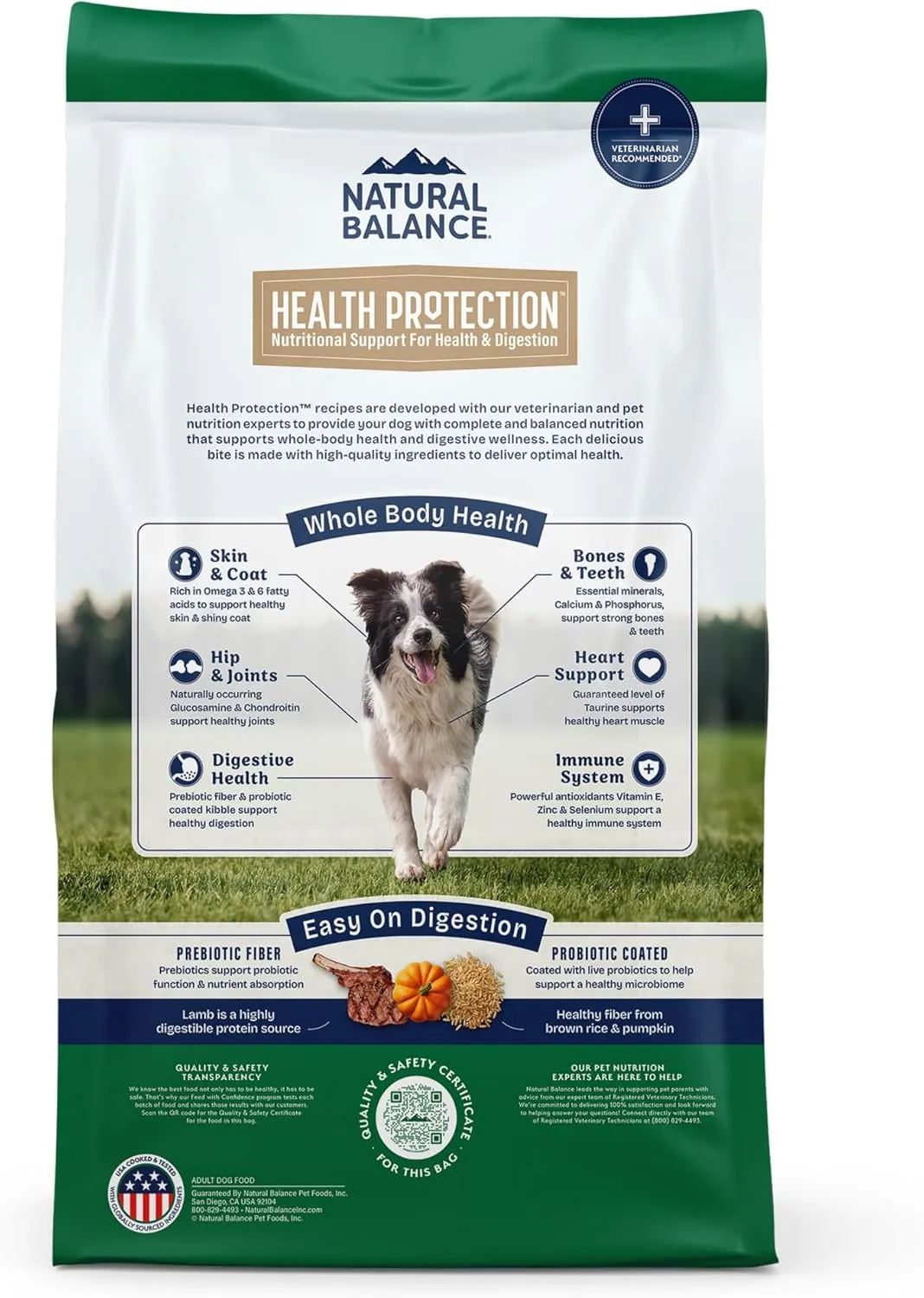 Natural Balance Health Protection Dry Dog Food  Whole Body Health, Easy on Digestion Dog Food Made with Lamb, Brown Rice & Pumpkin for Dogs - 24lbs.