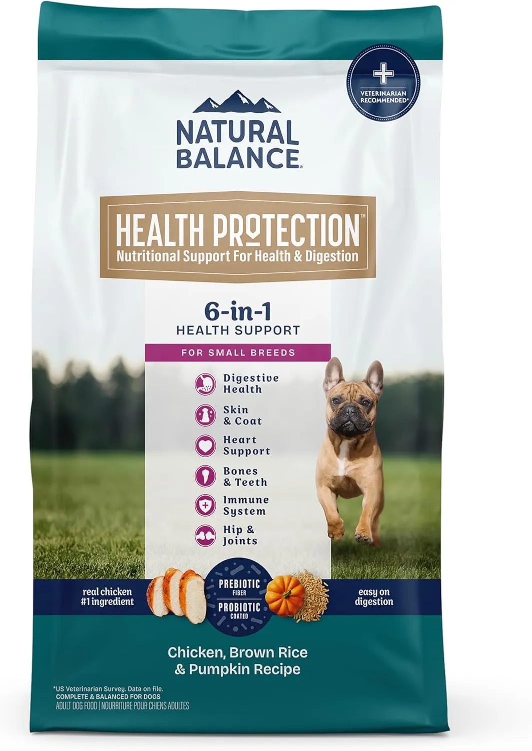 Natural Balance Health Protection Small Breed Dry Dog Food  Whole Body Health, Easy on Digestion Dog Food Made with Chicken, Brown Rice & Pumpkin for Dogs - 4lbs.