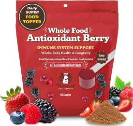 Natural Dog Company Dog Food Topper, Antioxidant Berry Vitamins & Superfood Meal Topper Supplement, Holistic Nutrition, Dog Food Seasoning, Immune Support, All Breeds, Ages, & Sizes of Dogs, 8oz Bag