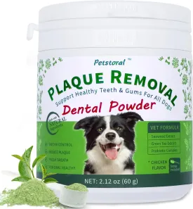 Natural Dog Dental Powder, Dog Dental Care - Plaque Remover and Bad Breath Treatment, Healthy Gums & Fresh Breath for All Dogs and Cats 2 oz.