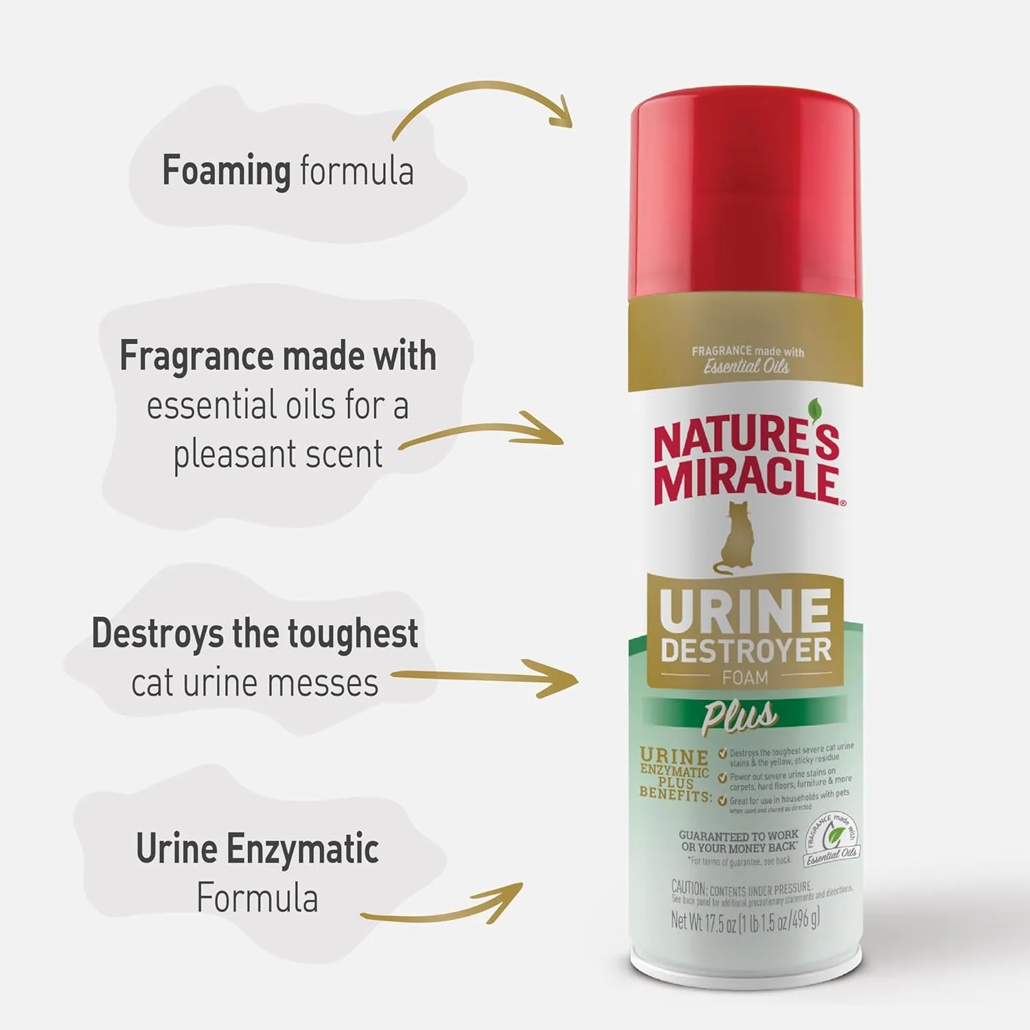 Nature's Miracle Urine Destroyer Plus for Dogs, 17.5 Ounces, Foaming Aerosol for Tough Urine Messes (Pack of 2)