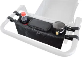 Non-Slip Organizer for Wagon, Parent Console Caddy with Cup Holders Universal for Folding Kids Pet Stroller Adjustable Straps Zippered Pockets Storage Phone Bag Attachment Accessories Black