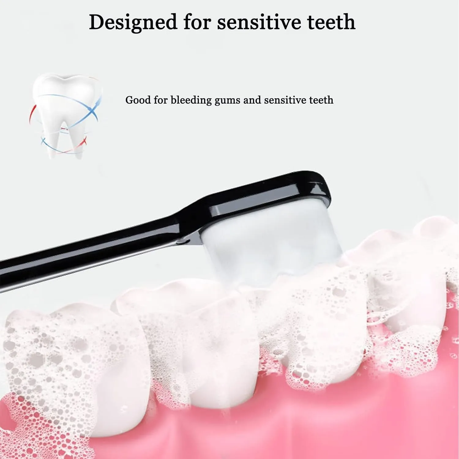 Nordic-Inspired Premium Nano Toothbrush, Adult Extra Soft Toothbrush with 20000 Soft Bristles, Micro Nano Manual Toothbrushes for Protect Sensitive Gums and Teeth (4pcs-Flat Head)