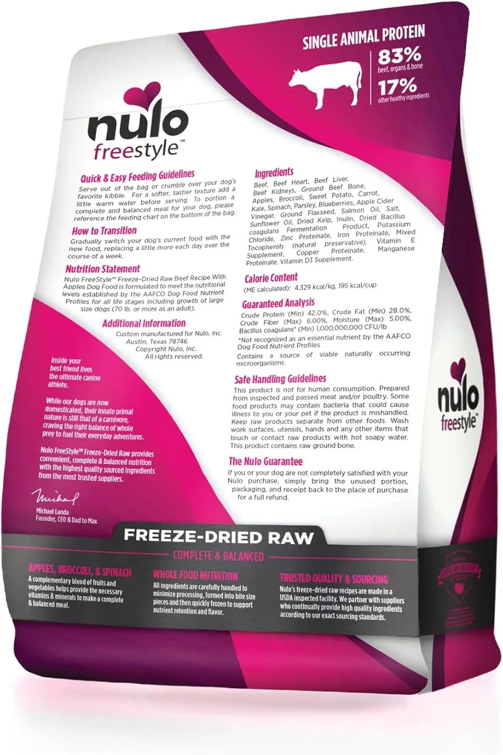 Nulo Freestyle Freeze-Dried Raw, Ultra-Rich Grain-Free Dry Dog Food for All Breeds and Life Stages with BC30 Probiotic for Digestive and Immune Health