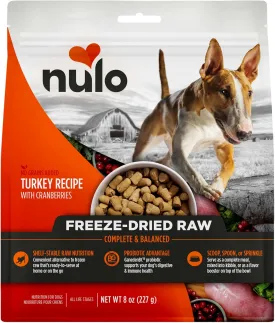 Nulo Freeze-Dried Raw Turkey Recipe with Cranberries Complete and Balanced Dry Dog Food Kibble, 8 Ounce Bag
