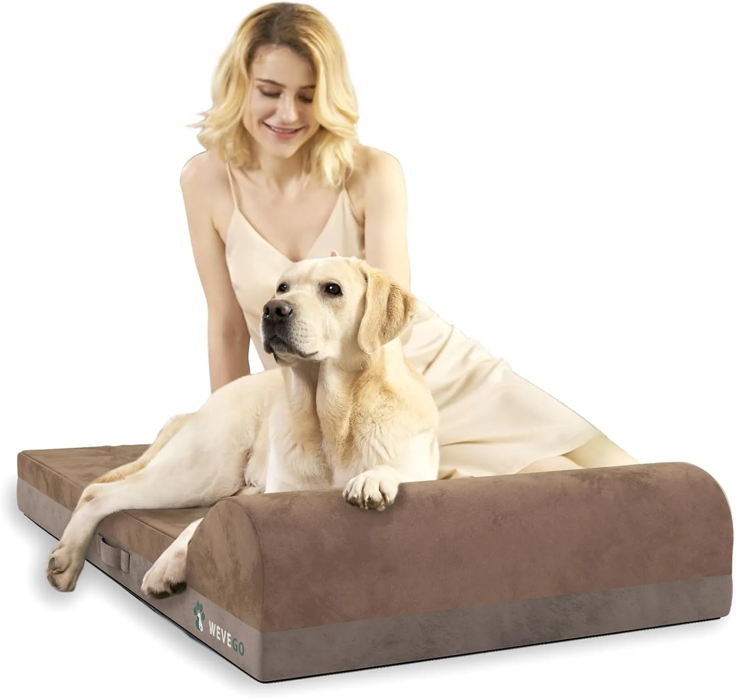 Orthopedic Dog Bed, 7.87-inch Thick Gel Memory Foam Pet Beds with Pillow, Durable Soft Flannel Fabric with Waterproof Liner & Removable Washable Cover Dog Beds for Large Breed Dogs