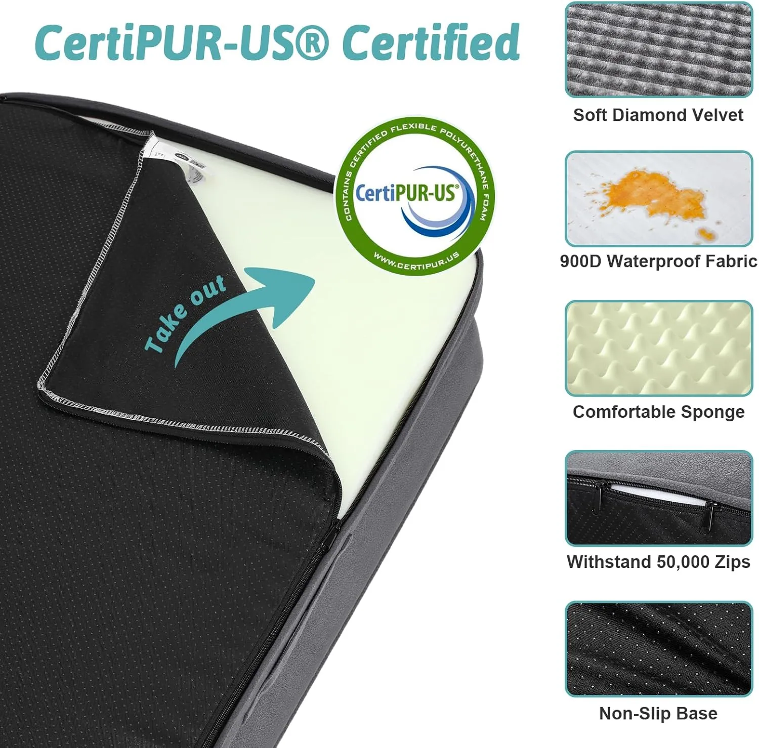 Orthopedic Dog Bed for Large Dog, XL Pet Couch for Extra Large Dog, Big Supportive Foam Bolster Sofa with Waterproof Lining Cover, Anti-Slip, Comfort, Washable, L Shape, 42x30x7.5 in, Grey