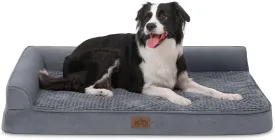 Orthopedic Dog Bed for Large Dog, XL Pet Couch for Extra Large Dog, Big Supportive Foam Bolster Sofa with Waterproof Lining Cover, Anti-Slip, Comfort, Washable, L Shape, 42x30x7.5 in, Grey