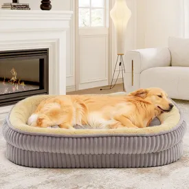 Orthopedic Dog Bed for Medium, Large Dogs Breeds, High Density Egg Crate Foam Dog Sofa Beds with Four Sided Bolster,Oval Kennel Bed, Pet Couch Bed,Removable Washable Cover& Non-Slip Bottom