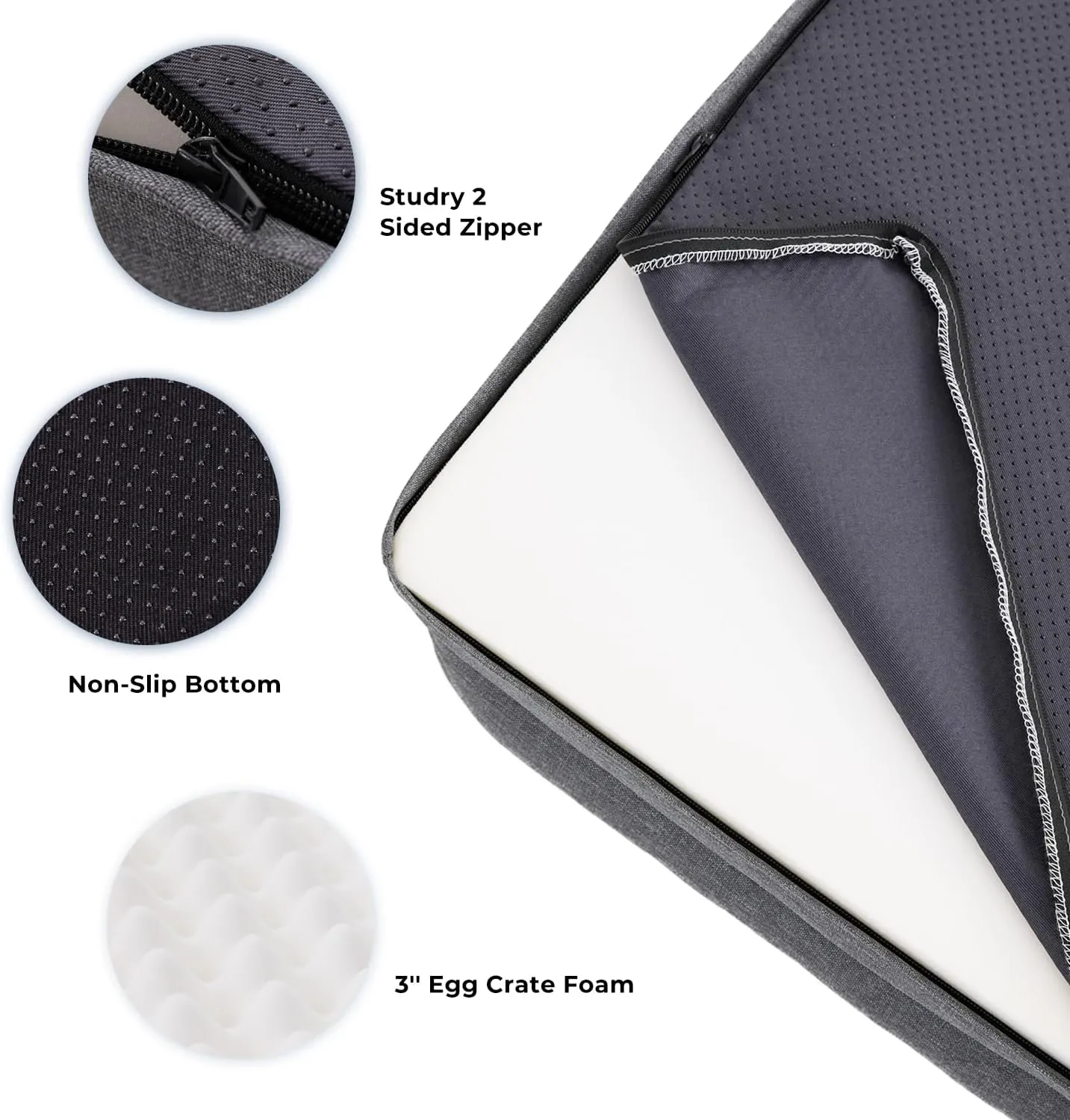 Orthopedic Dog Bed for Small Dogs, Washable Dog Beds with Bolsters, Memory Foam Pet Sofa with Removable Waterproof Cover & Nonskid Bottom, Grey