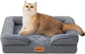 Orthopedic Dog Bed for Small Dogs, Washable Dog Beds with Bolsters, Memory Foam Pet Sofa with Removable Waterproof Cover & Nonskid Bottom, Grey
