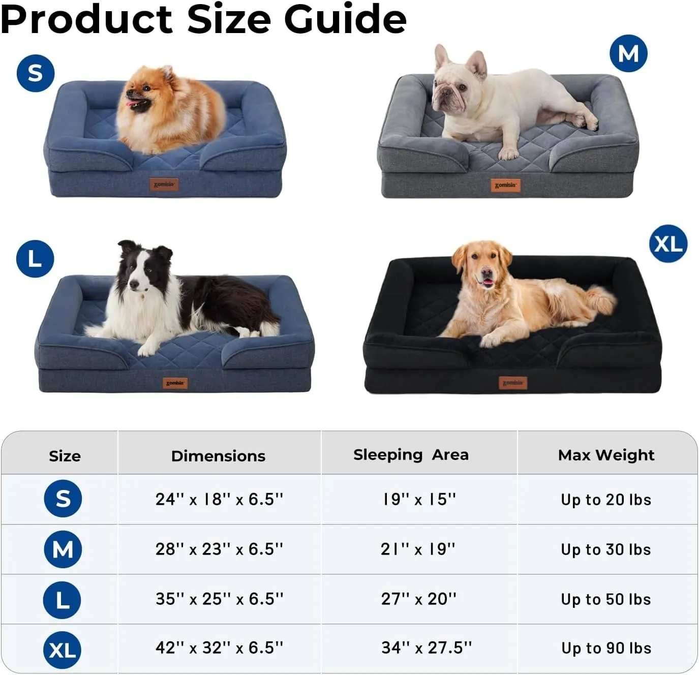 Orthopedic Dog Bed for Small Dogs, Washable Dog Beds with Bolsters, Memory Foam Pet Sofa with Removable Waterproof Cover & Nonskid Bottom, Grey