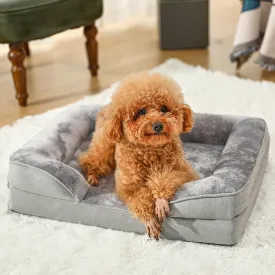 Orthopedic Dog Bed for Small Dogs, Waterproof Dog Sofa Beds Medium, Supportive Foam Pet Couch Bed with Removable Washable Cover, Waterproof Lining and Nonskid Bottom Gray