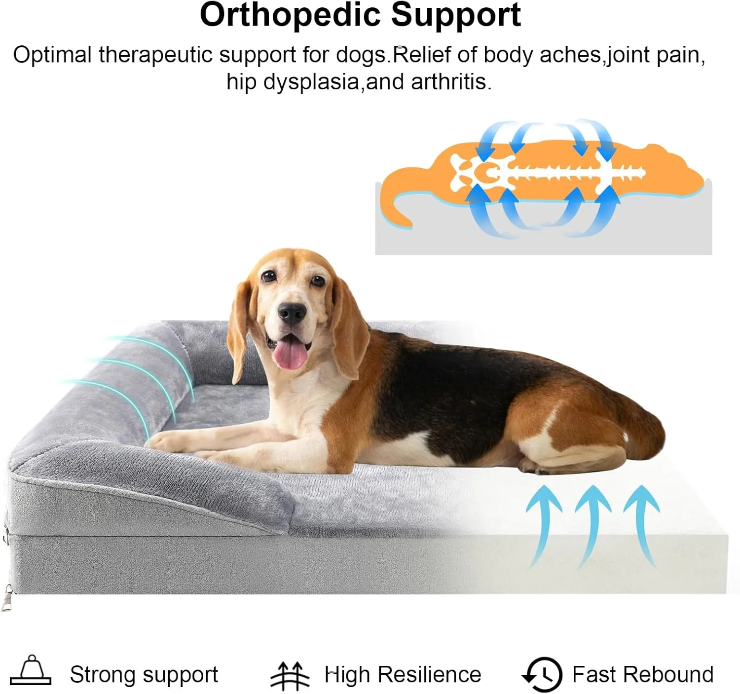 Orthopedic Dog Bed for Small Dogs, Waterproof Dog Sofa Beds Medium, Supportive Foam Pet Couch Bed with Removable Washable Cover, Waterproof Lining and Nonskid Bottom Gray