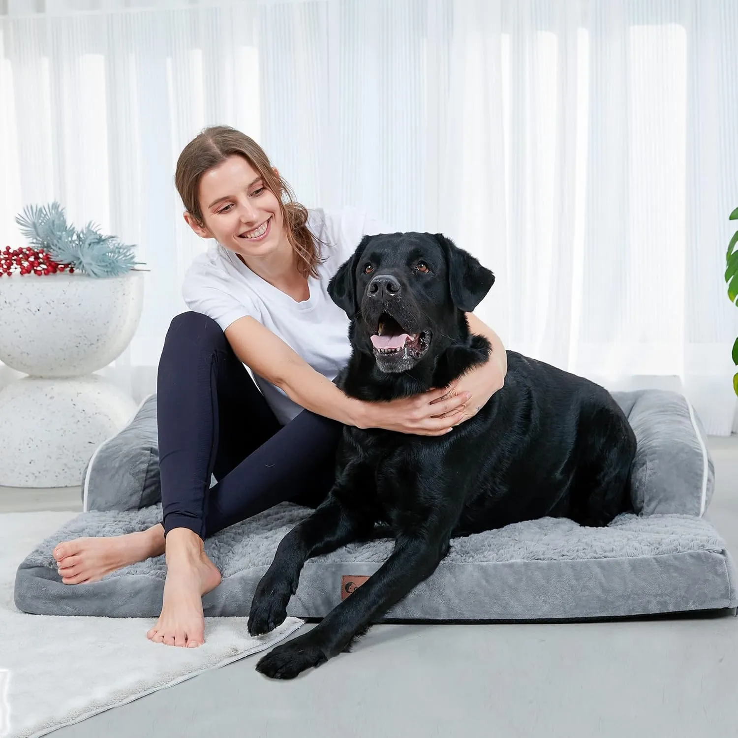 Orthopedic Dog Beds for Extra Large Dogs, Waterproof Dog Beds XLarge, Memory Foam Dogs Couch Beds, Comfy Bolster Pet Beds with Removable Washable Cover, Nonskid Bottom (X-Large, Grey)