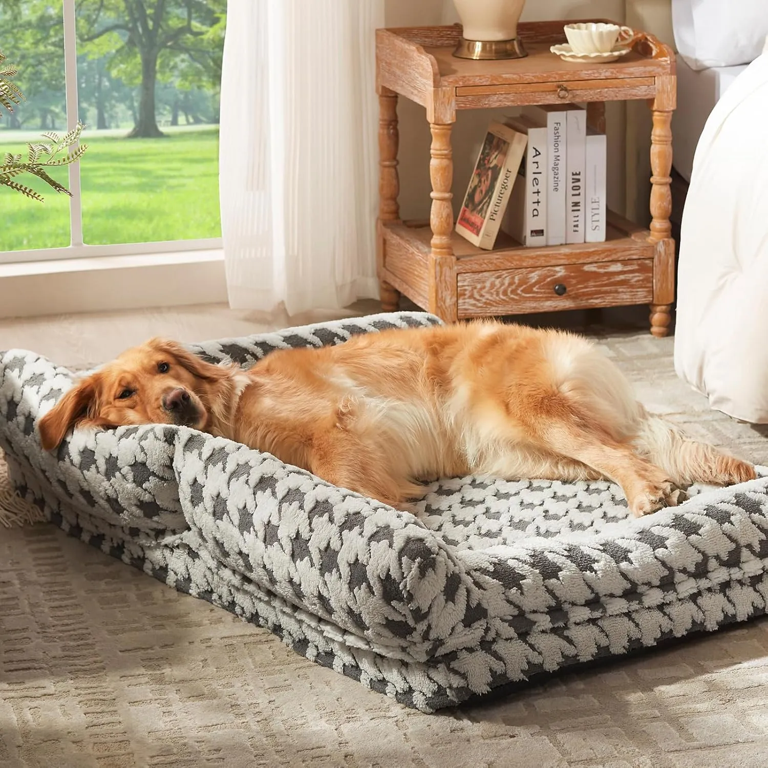 Orthopedic Dog Beds for Large Dogs Washable, Detachable Side Bolster and Pillow, XL Dog Sofa with Memory Foam, with Removable Cover and Non-Slip Bottom, Grey