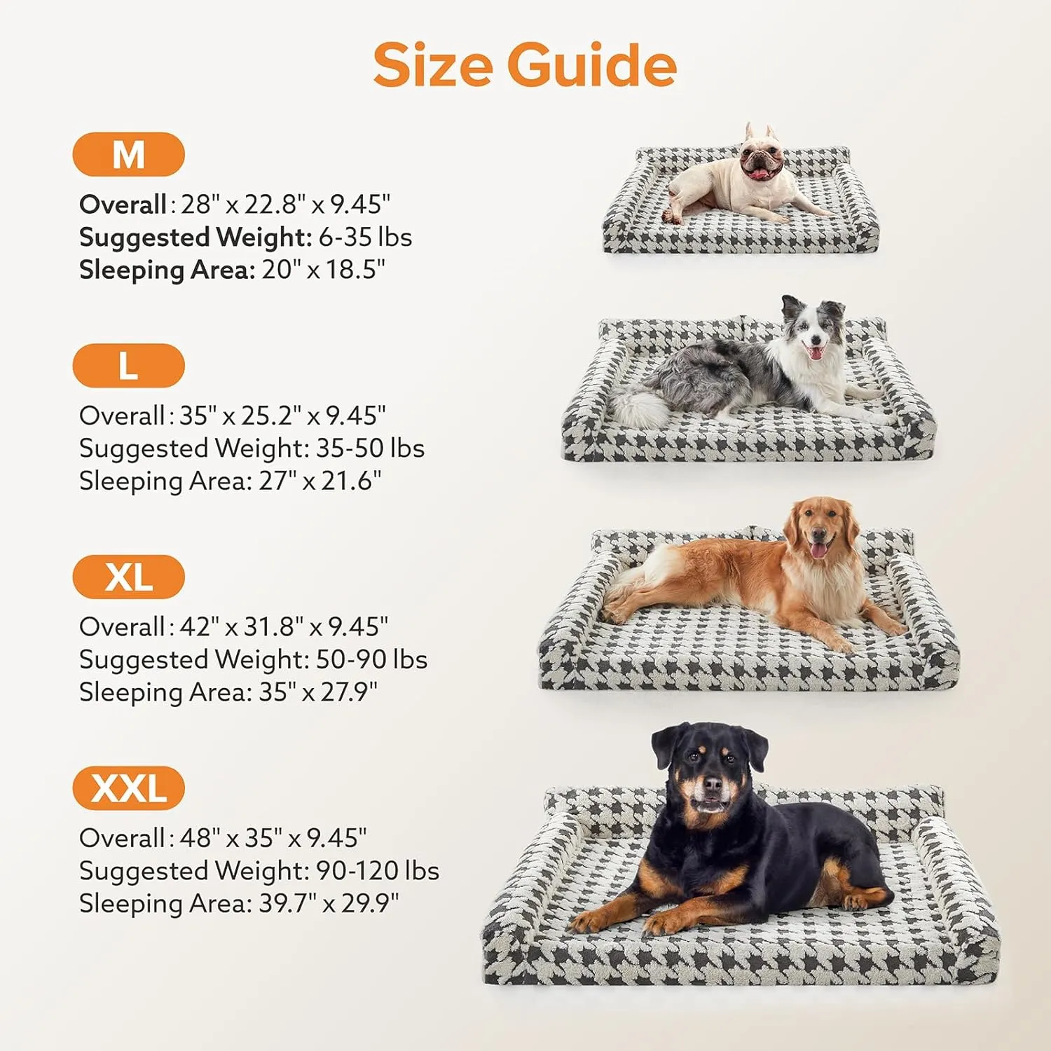 Orthopedic Dog Beds for Large Dogs Washable, Detachable Side Bolster and Pillow, XL Dog Sofa with Memory Foam, with Removable Cover and Non-Slip Bottom, Grey