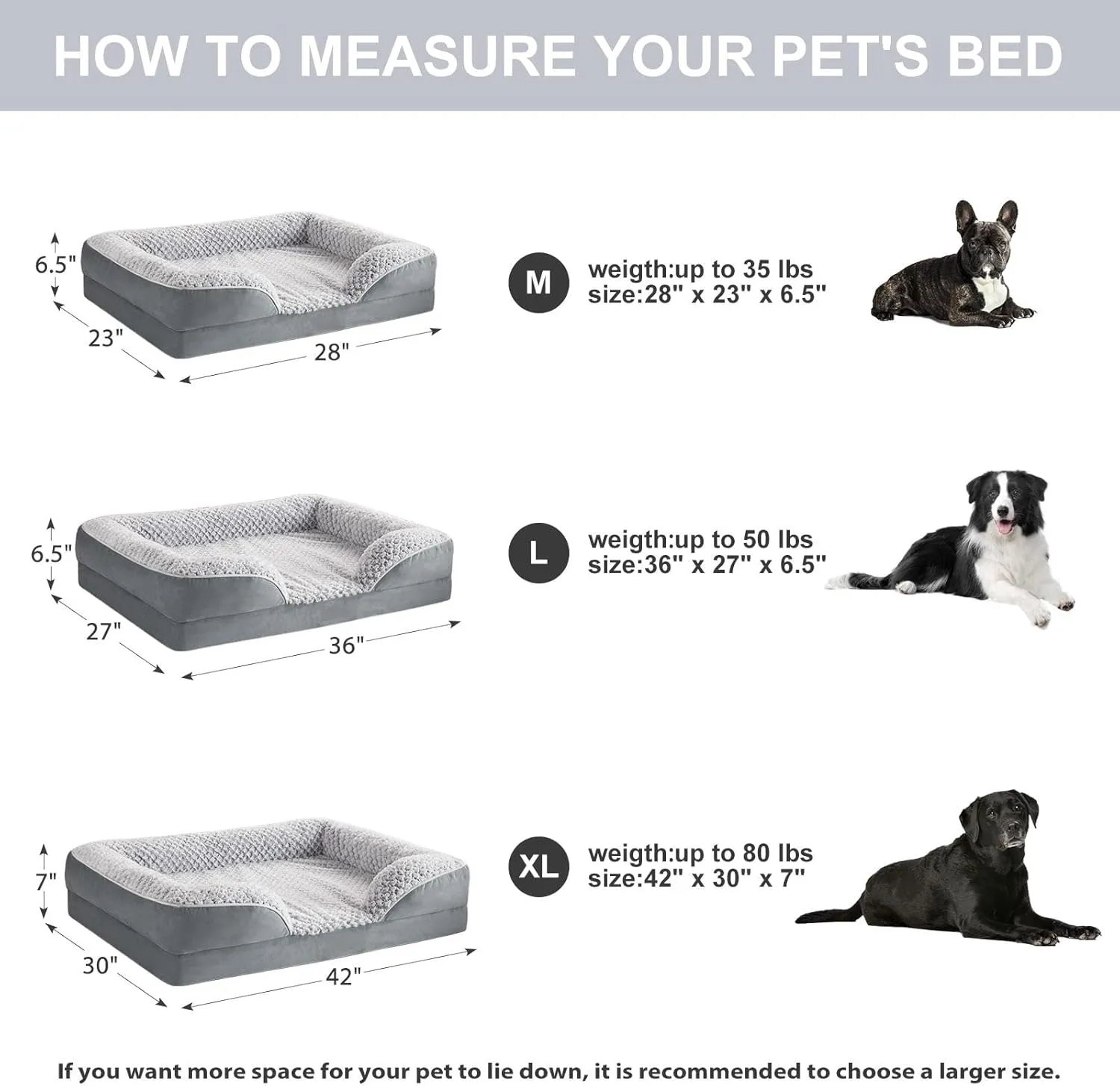 Orthopedic Dog Beds for Large Dogs,Waterproof Dog Bed, Egg Crate Foam Bed for Large Dogs, Big Pet Bed with Washable Removable Waterproof Pillow Cover and Anti-Slip Bottom, Grey