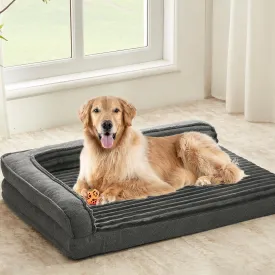 Orthopedic Dog Beds for XLarge, Large Dogs, Waterproof Egg Foam Dog Sofa Bed with L Bolster Sides, Washable XLarge Pet Bed with Removable Cover & Non-Slip Bottom, 40 x 28 inch, Gray