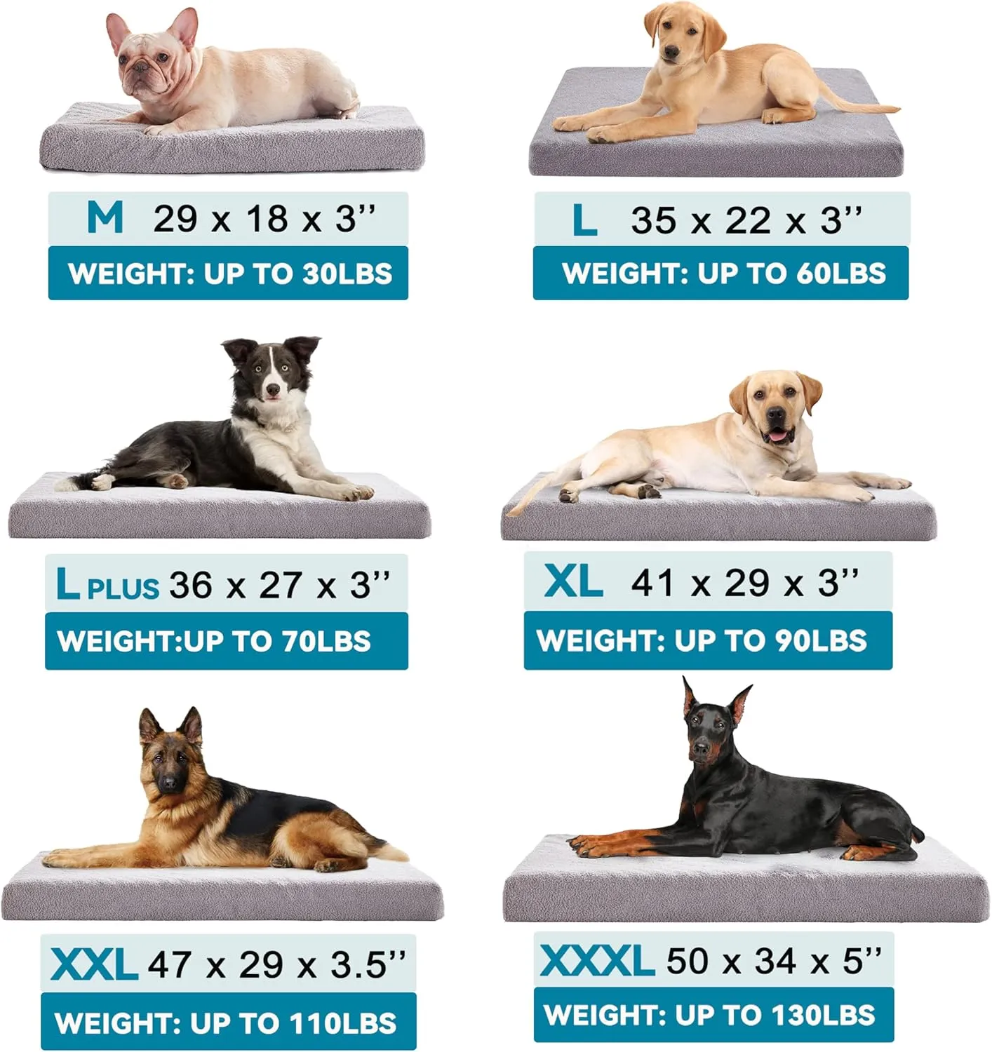 Orthopedic Extra Large Dog Bed for Large Dogs, 41 inches XL Washable with Waterproof Liner and Cooling Gel Memory Foam, Fits up to 90 lbs Pets