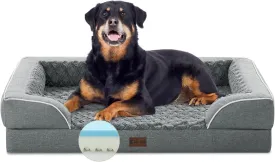 Orthopedic Waterproof Dog Bed for Extra Large Dogs, Memory Foam XL Dog Bed with Sides, Egg-Crate Foam and Non-Slip Bottom Jumbo Dogs Couch Beds with Washable Removable Cover(Jumbo,Grey)