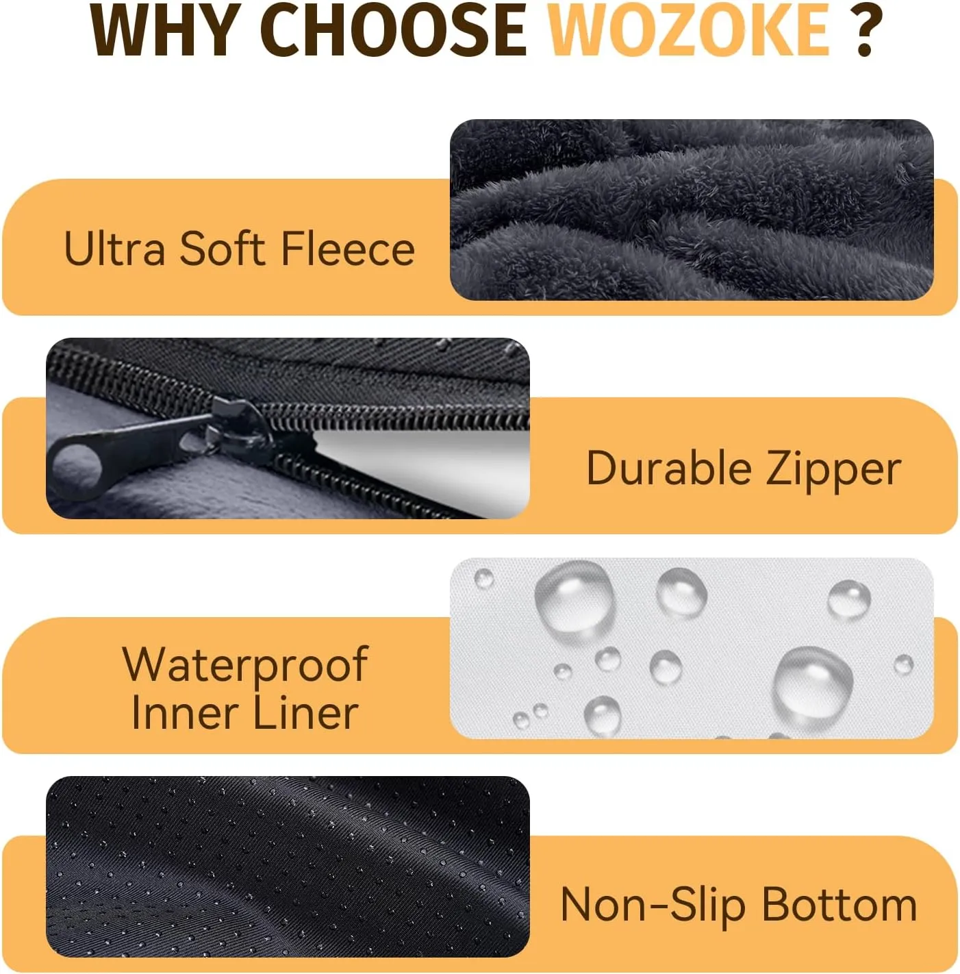 Orthopedic Waterproof Large Dog Bed: Memory Foam Washable Pet Bed with Bolsters - Removable Washable Cover for L XL XXL Large Sized Dog Bed - Non-Slip Bottom