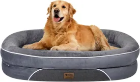 Orthopedic Waterproof Large Dog Bed: Memory Foam Washable Pet Bed with Bolsters - Removable Washable Cover for L XL XXL Large Sized Dog Bed - Non-Slip Bottom