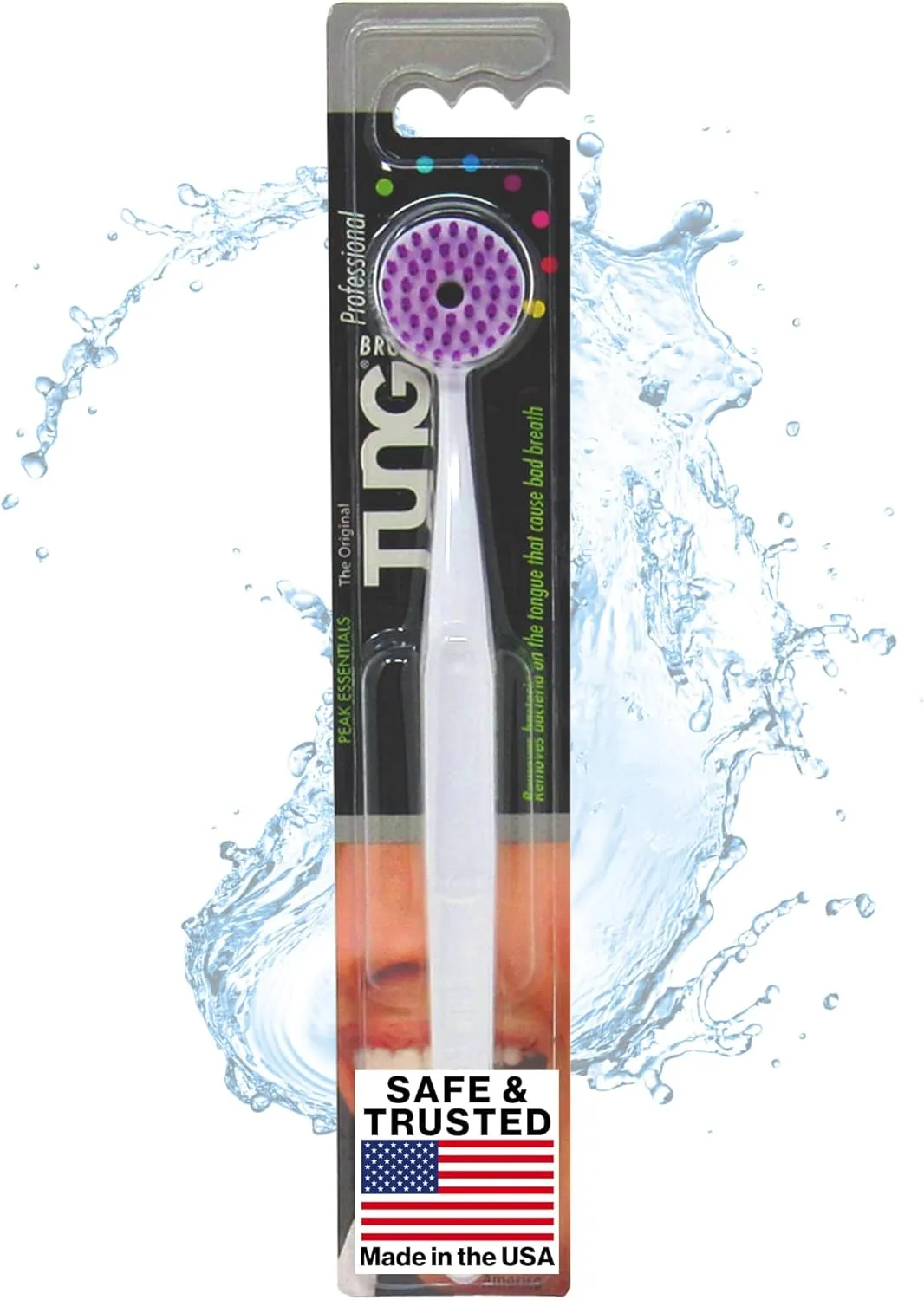 Peak Essentials | The Original TUNG Brush Kits |Tongue Cleaner | Odor Eliminator | Fight Bad Breath | Fresh Mint | BPA Free | Made in America | (1 Count)