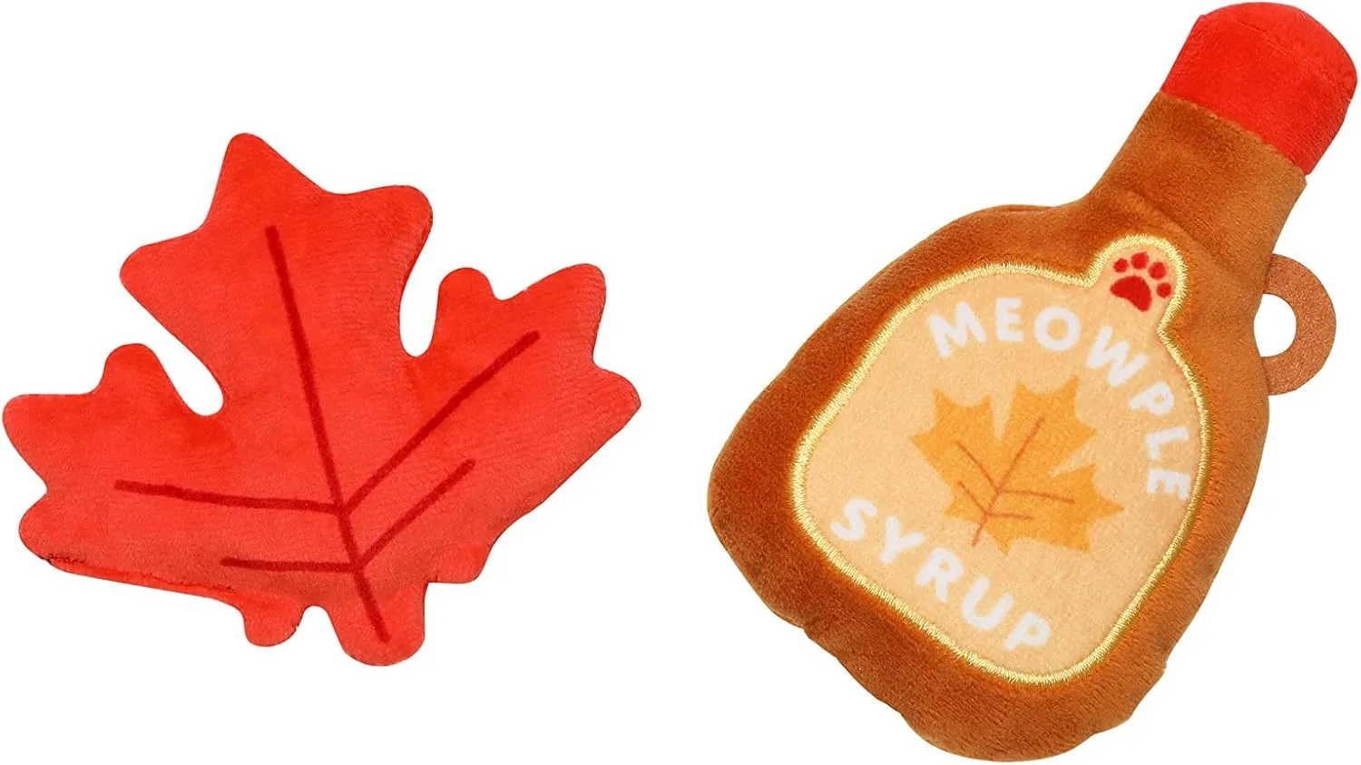 Pearhead Maple Leaf Cat Toys - Set of 2 Crinkle Cat Nip & Teaser, Must Have Pet Accessories for Thanksgiving, Chase & Exercise Toys