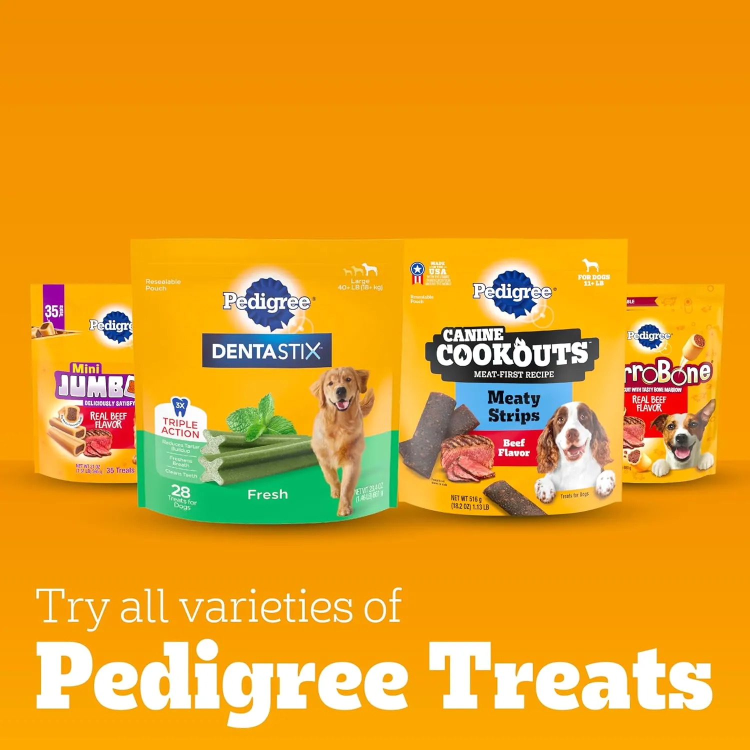Pedigree Mini Jumbone Small Dog Treats, Beef Flavor, 21 oz. Bag (35 Treats)