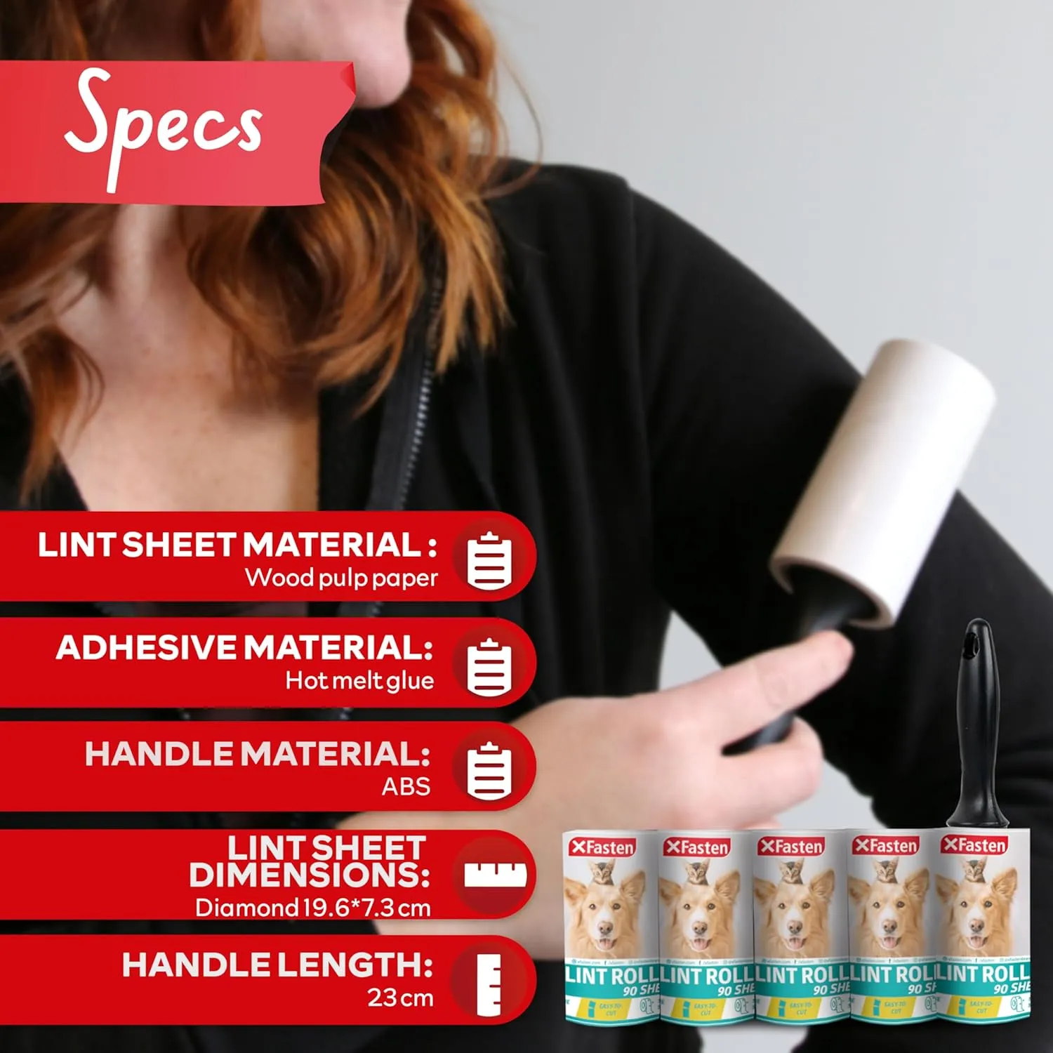 Pet Hair Lint Roller, 450 Sheets Furniture Lint Rollers for Pet Hair, 1 Heavy Duty Lint Roller for Clothes   5 Sticky Lint Rollers Refills - Xfasten