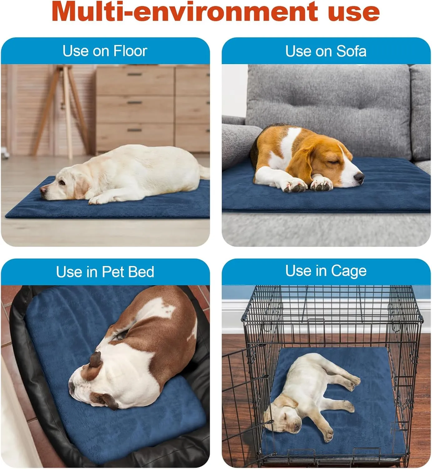 Pet Heating Pad,Extremely Waterproof Heated Cat Dog Bed Outdoor & Indoor,Multi-Size Heated Dog Cat Blanket Mat,Pet Heater Warmer for Cat Dog House Whelping Box(Dark Blue,L-28 Lx16 W)
