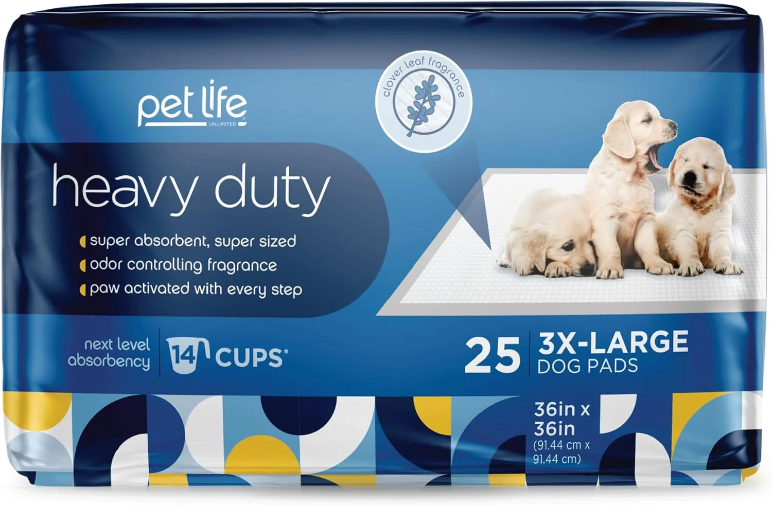Pet Life Unlimited Heavy Duty Triple Extra Large Puppy Pads, Dog Training Pads - Odor Controlling Pee Pads with Wetness-Activated Fragrance - USA Made - 36" x 36" - 50 Count (3XL)