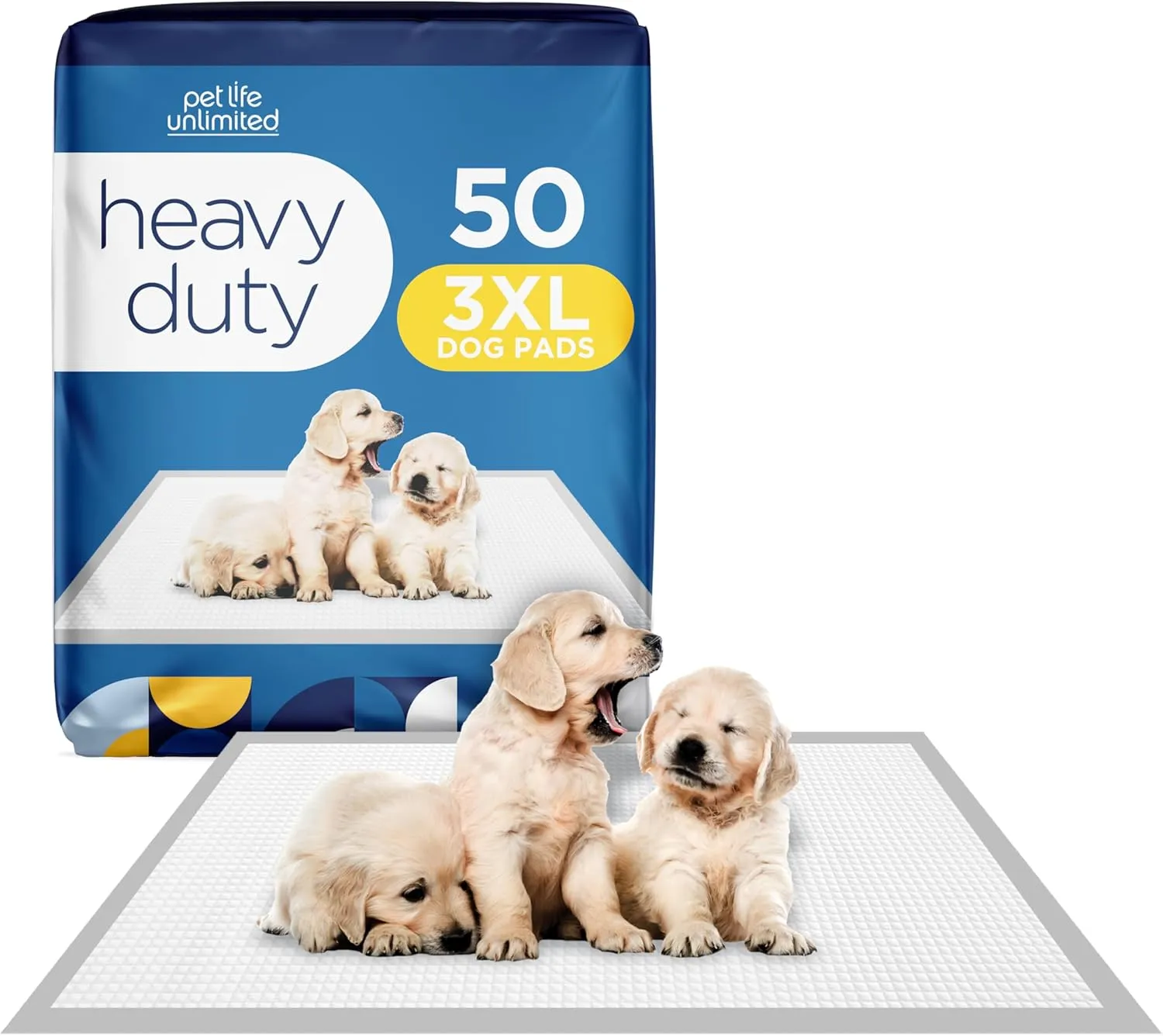 Pet Life Unlimited Heavy Duty Triple Extra Large Puppy Pads, Dog Training Pads - Odor Controlling Pee Pads with Wetness-Activated Fragrance - USA Made - 36" x 36" - 50 Count (3XL)